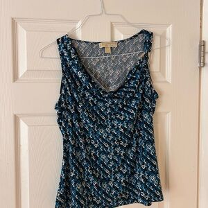 Michael Kors Blue and White Patterned Blouse